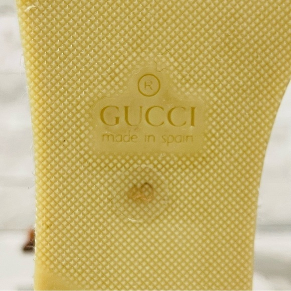 GUCCI SZ 40 Nappa Matelasse GG Marmont Ankle Wrap Espadrille Wedge Cognac - Picture 8 of 14